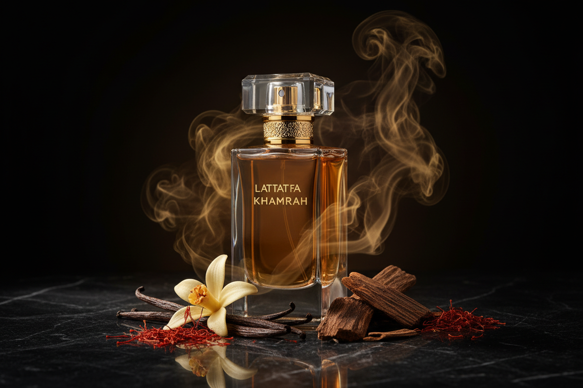 Flacon Lattafa Khamrah original présenté pour l’achat en France