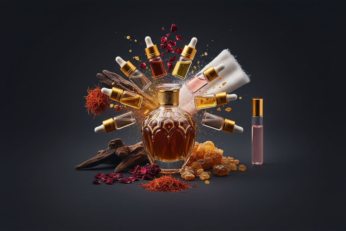 Mukhallat en parfumerie orientale : définition, composition et différences avec l’attar