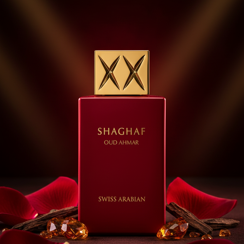 Parfum oud rouge luxe unisexe Swiss Arabian Shaghaf Oud Ahmar 75ml – Eau de Parfum oriental Dubai longue tenue