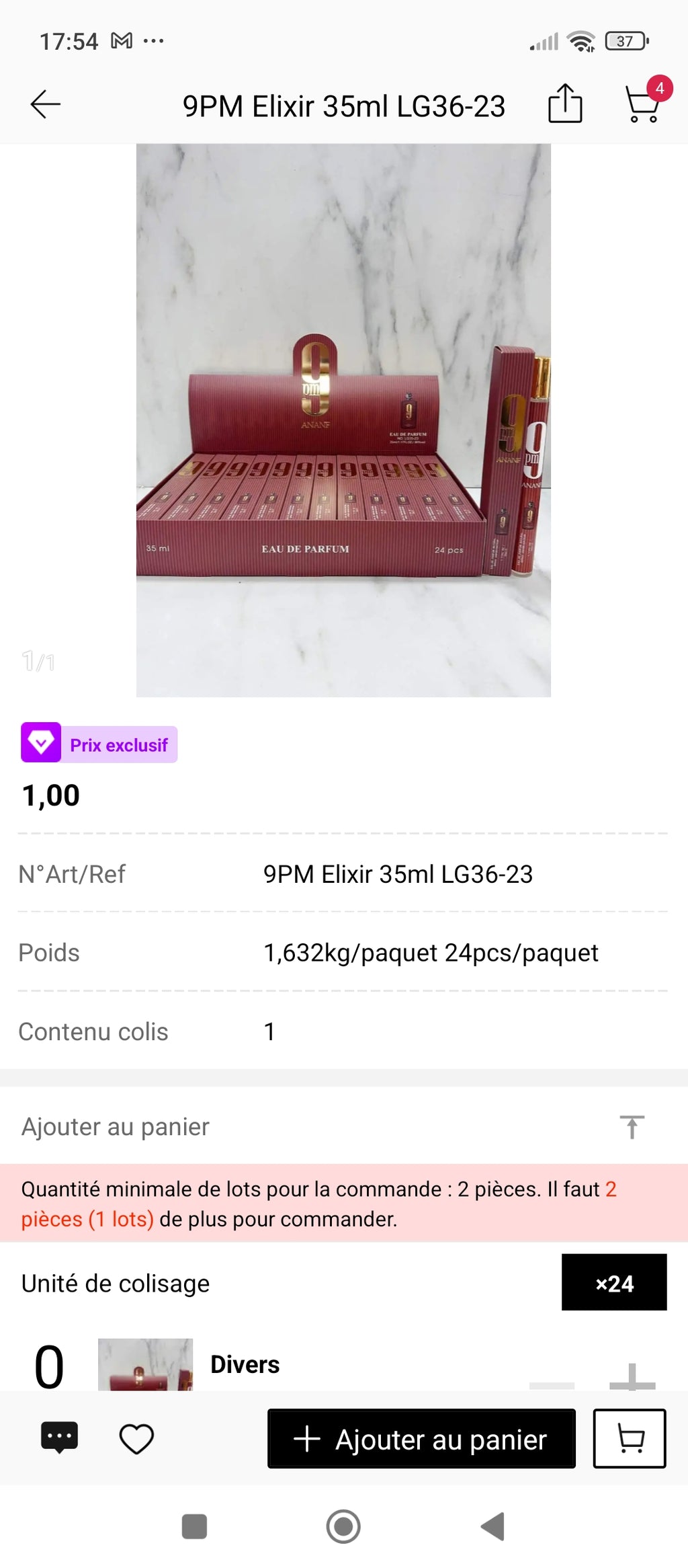 9PM Elixir Afnan 35ml – présentation boîte complète 24 pièces