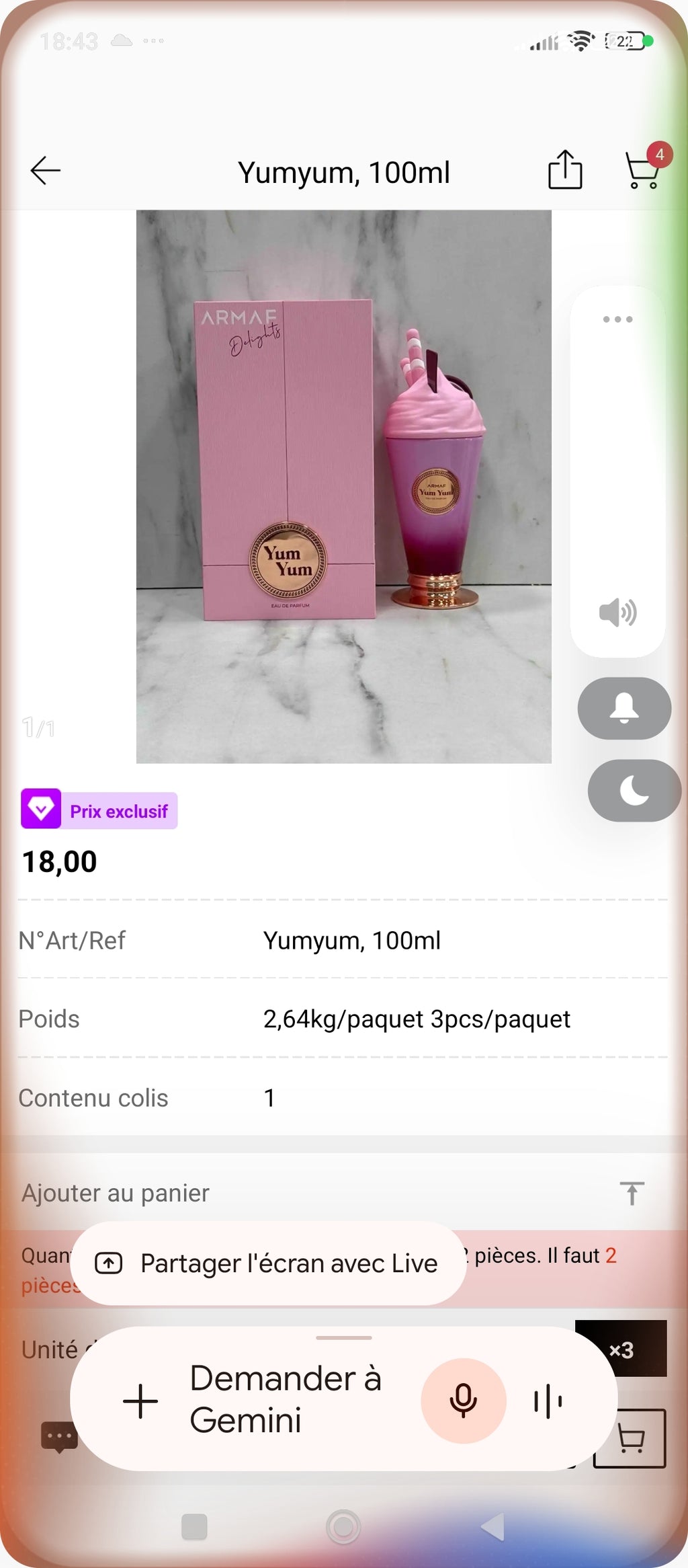 Yum Yum Armaf 100ml – flacon milkshake et boîte rose