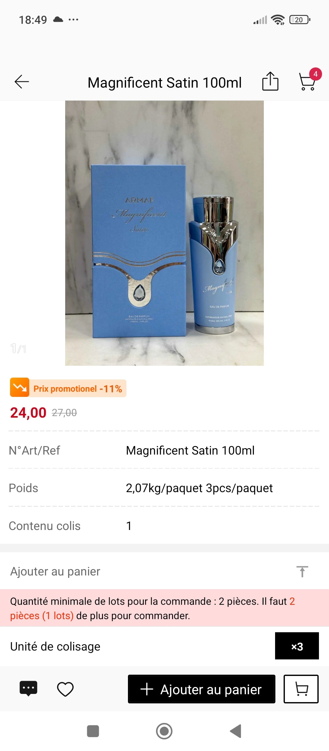 Magnificent Satin Florgay 100ml – flacon et écrin bleu argenté