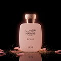 Rasasi Hawas Éclat for Her EDP 100ml – fond noir cinématographique studio luxe rose poudré champagne floral oriental féminin délicat lumineux