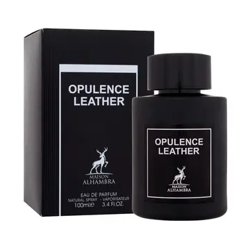 Maison Alhambra Opulence Leather EDP 100ml – flacon tout noir mat coffret noir mat argenté texte blanc