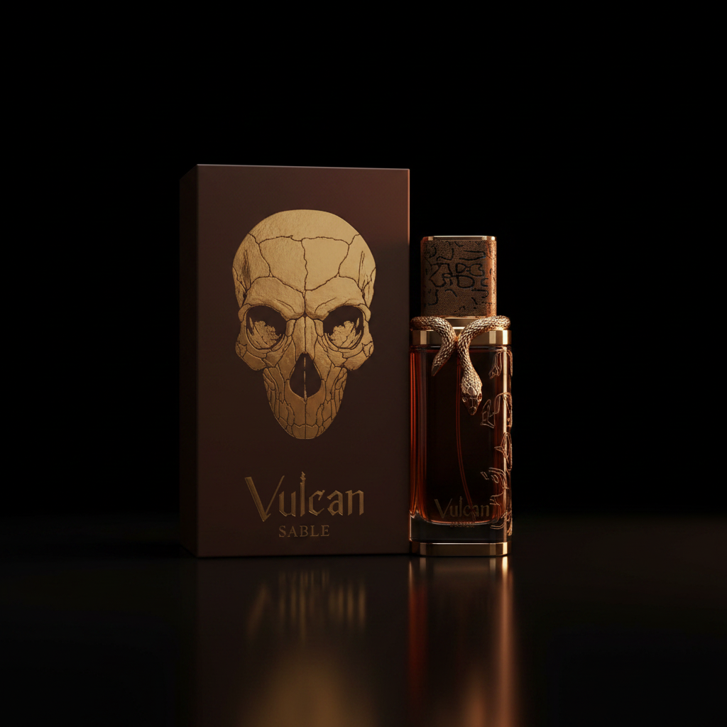 Vulcan Sable Eau de Parfum 100ml flacon brun sable serpent doré sculpté