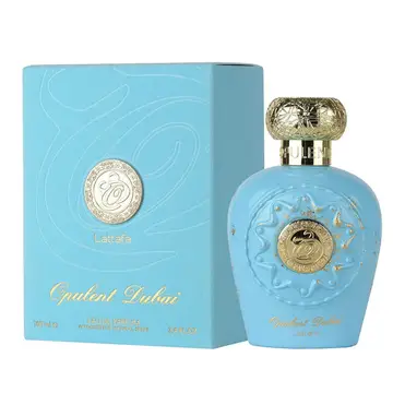 Lattafa Opulent Dubai 100ml - Flacon bleu ciel et or