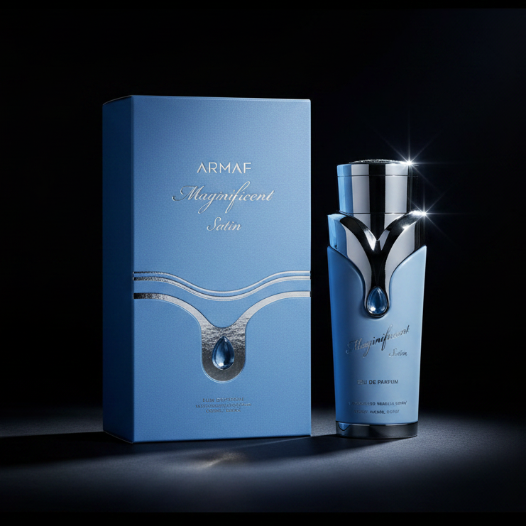Magnificent Satin Florgay Eau de Parfum 100ml flacon bleu ciel bouchon argenté pendentif larme