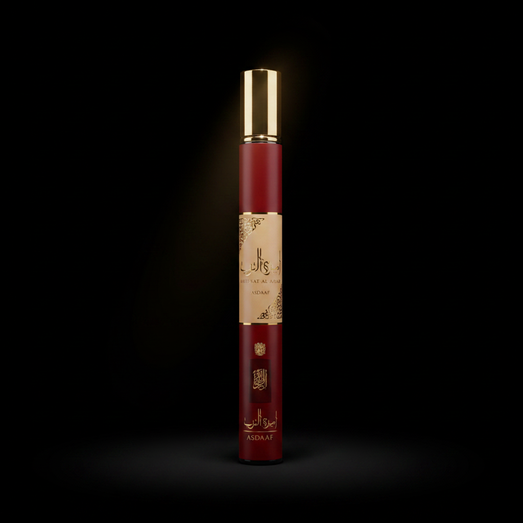 Ameerat Al Arab Lattafa Eau de Parfum 35ml flacon stylo bordeaux et or calligraphie arabe