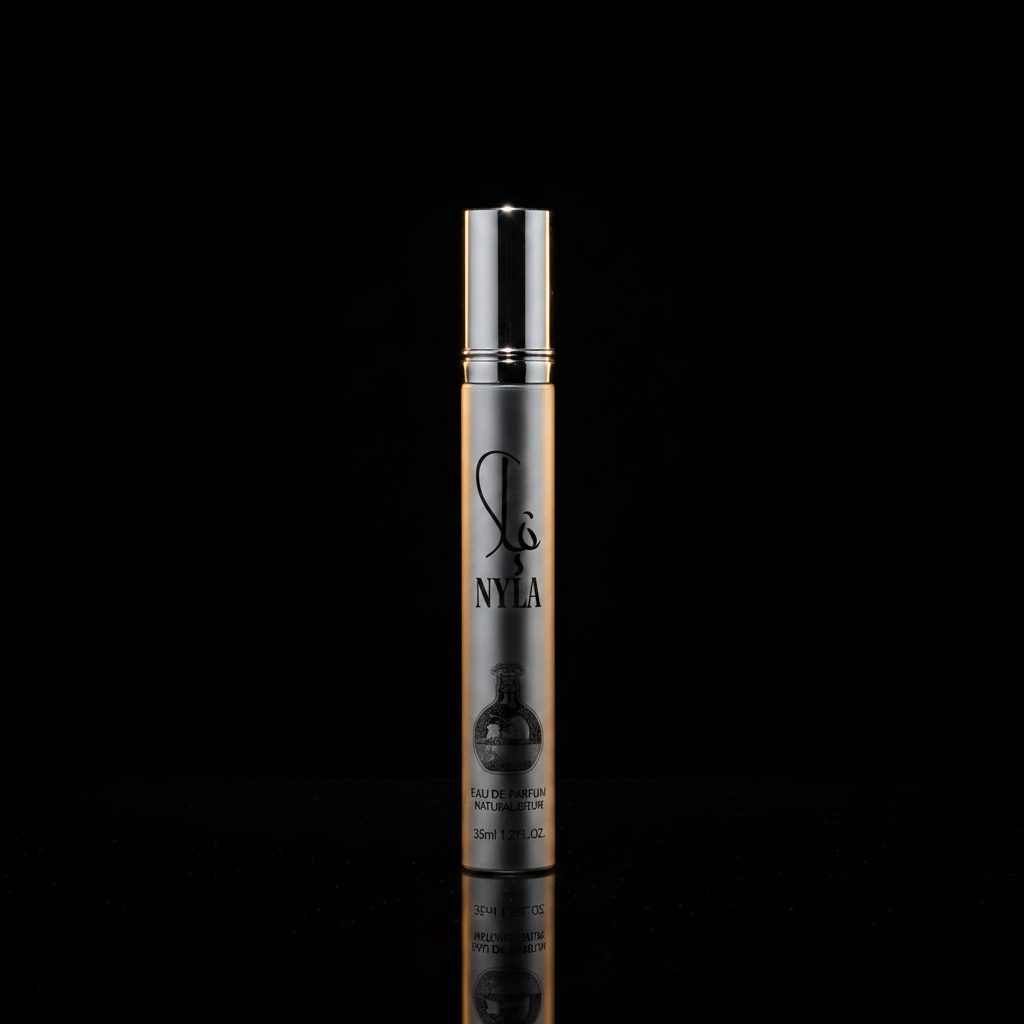 Nyla Ajmal Eau de Parfum 35ml flacon stylo blanc et noir logo minimaliste