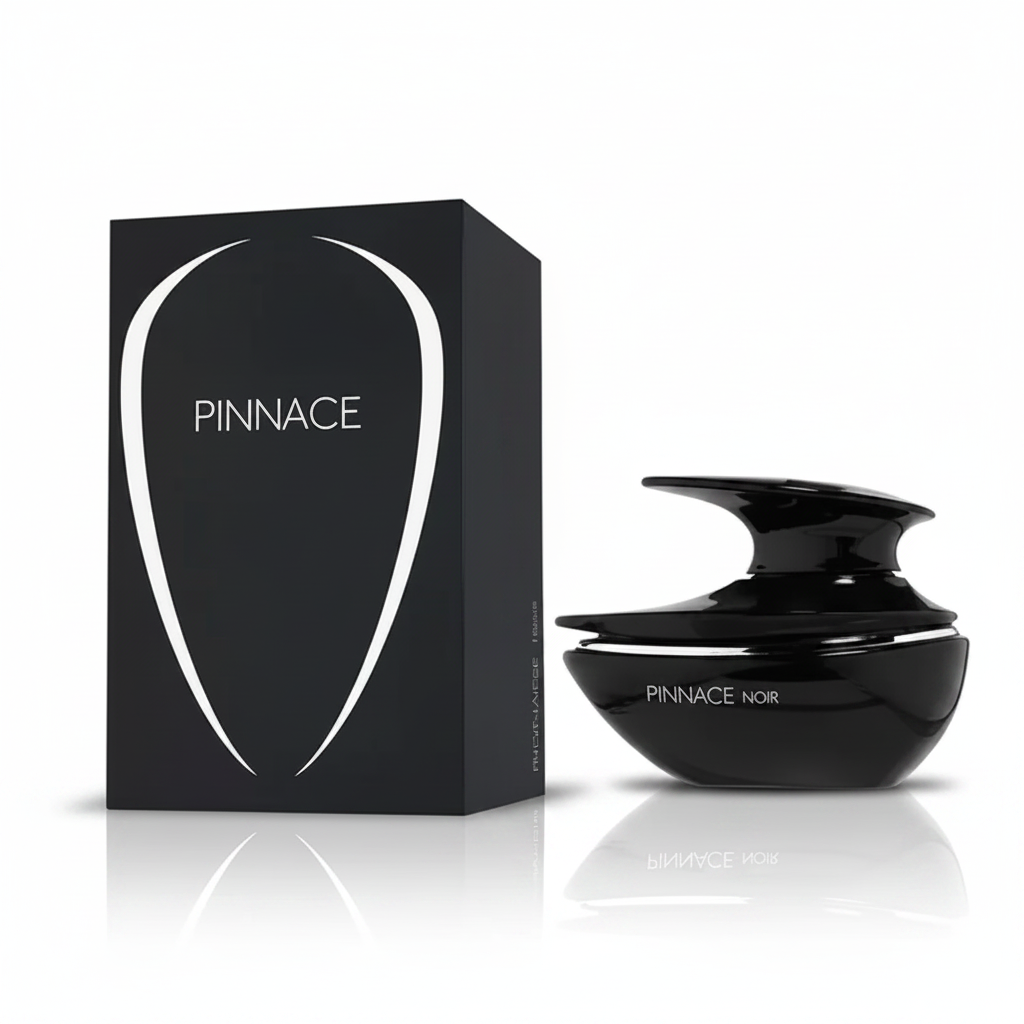 French Avenue Pinnace Noir EDP 100ml – fond studio luxe flacon noir laqué ovale design avant-gardiste