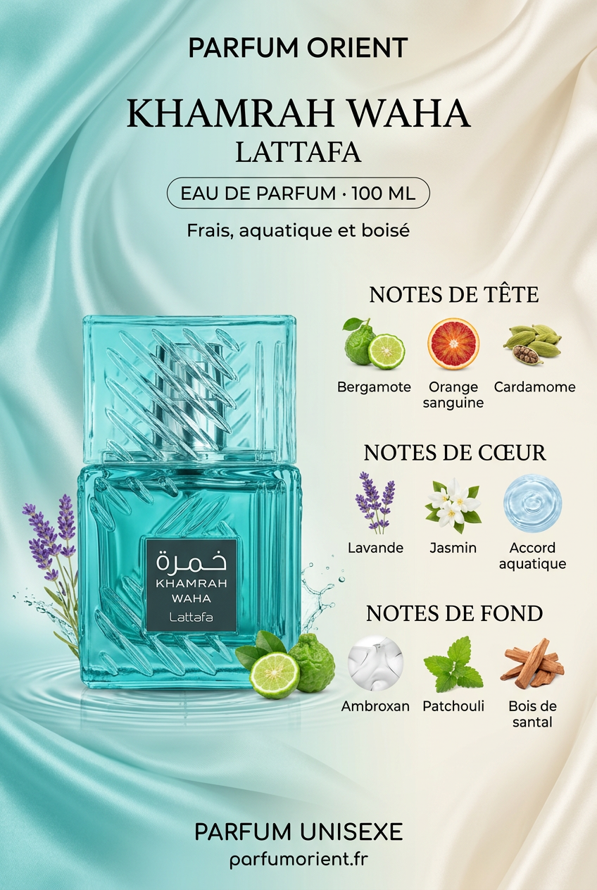 Lattafa Khamrah Waha, eau de parfum unisexe fraîche disponible chez Parfum Orient